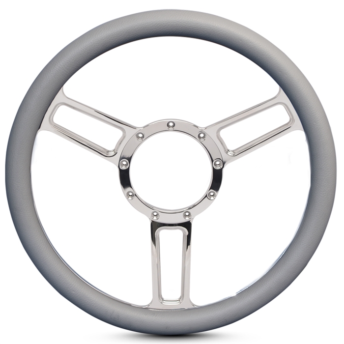 Launch Symmetrical Billet Steering Wheel 13-1/2" Clear Coat Spokes/Grey Grip