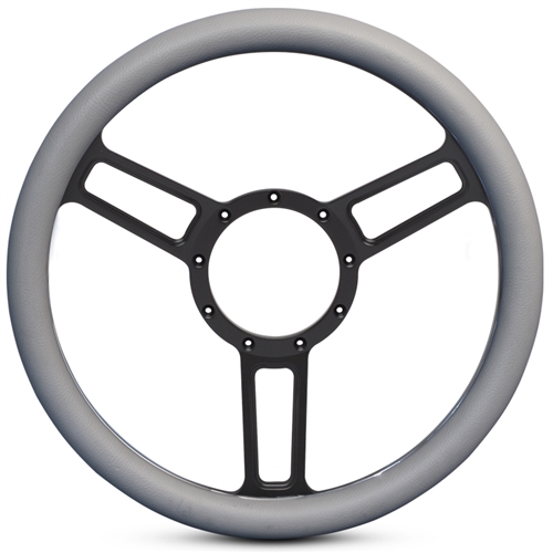 Launch Symmetrical Billet Steering Wheel 13-1/2" Matte Black Spokes/Grey Grip