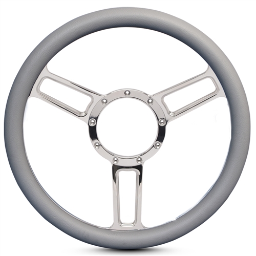 Launch Symmetrical Billet Steering Wheel 13-1/2" Polished Spokes/Grey Grip