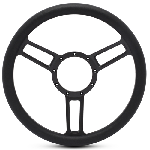 Launch Symmetrical Billet Steering Wheel 13-1/2" Matte Black Spokes/Black Grip