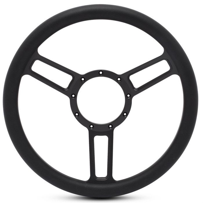 Launch Symmetrical Billet Steering Wheel 13-1/2" Matte Black Spokes/Black Grip