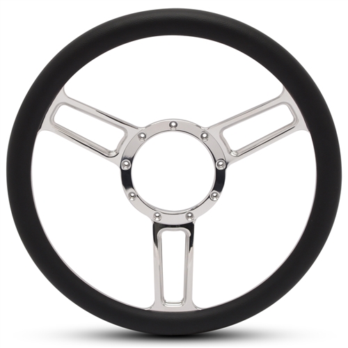 Launch Symmetrical Billet Steering Wheel 13-1/2" Polished Spokes/Black Grip