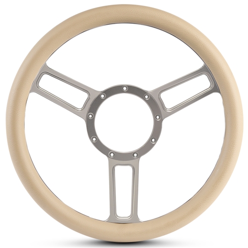 Launch Symmetrical Billet Steering Wheel 13-1/2" Clear Anodized Spokes/Tan Grip