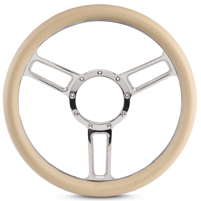 Launch Symmetrical Billet Steering Wheel 13-1/2" Clear Coat Spokes/Tan Grip