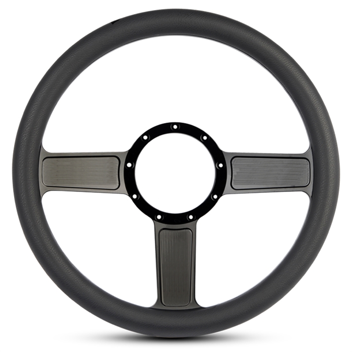 Linear Billet Steering Wheel 13-1/2" Black Anodized Spokes/Black Grip