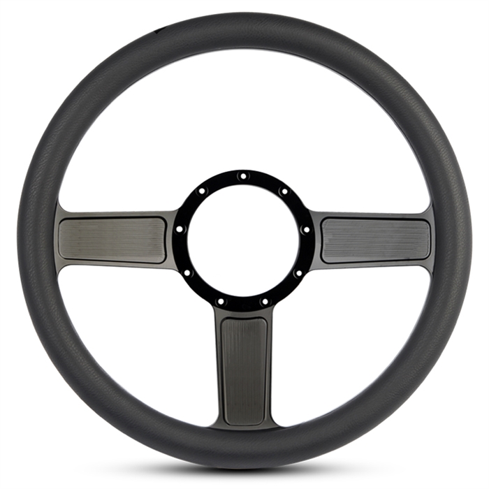 Linear Billet Steering Wheel 13-1/2" Gloss Black Spokes/Black Grip