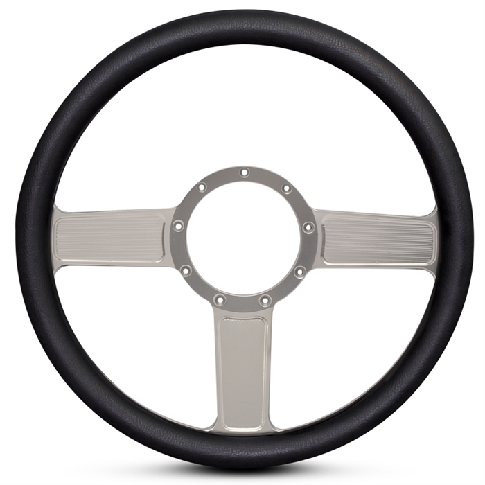 Linear Billet Steering Wheel 13-1/2" Clear Anodized Spokes/Black Grip
