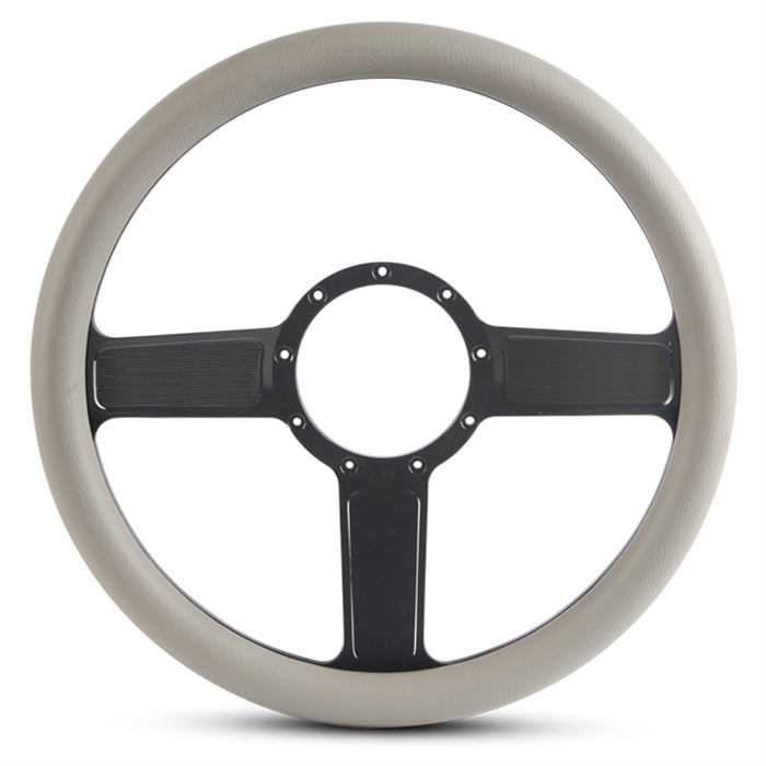 Linear Billet Steering Wheel 13-1/2" Gloss Black Spokes/Grey Grip