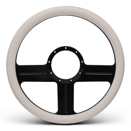 G3 Billet Steering Wheel 13-1/2" Gloss Black Spokes/White Grip