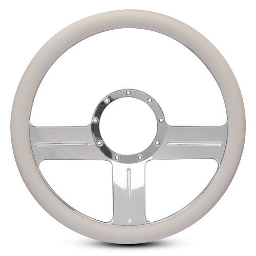G3 Billet Steering Wheel 13-1/2" Clear Coat Spokes/White Grip