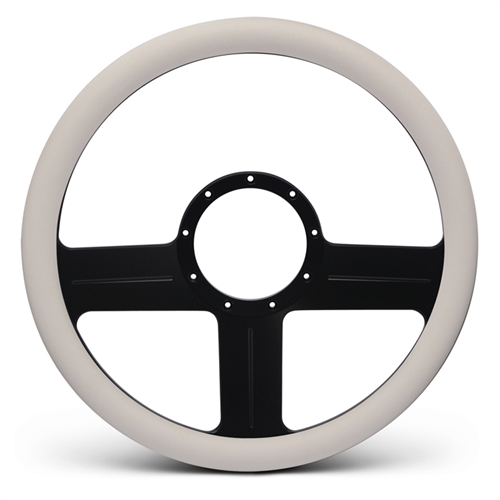 G3 Billet Steering Wheel 13-1/2" Matte Black Spokes/White Grip