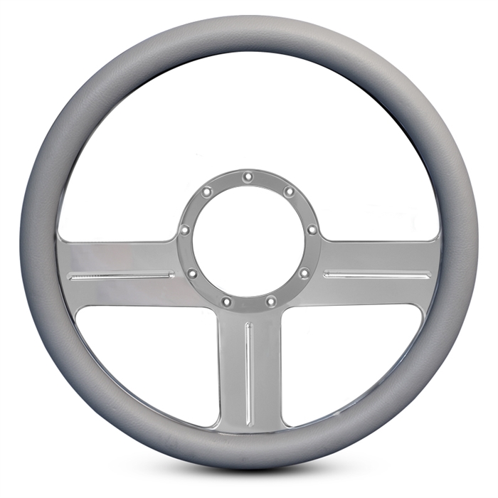 G3 Billet Steering Wheel 13-1/2" Clear Anodized Spokes/Grey Grip