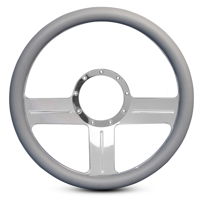 G3 Billet Steering Wheel 13-1/2" Clear Coat Spokes/Grey Grip