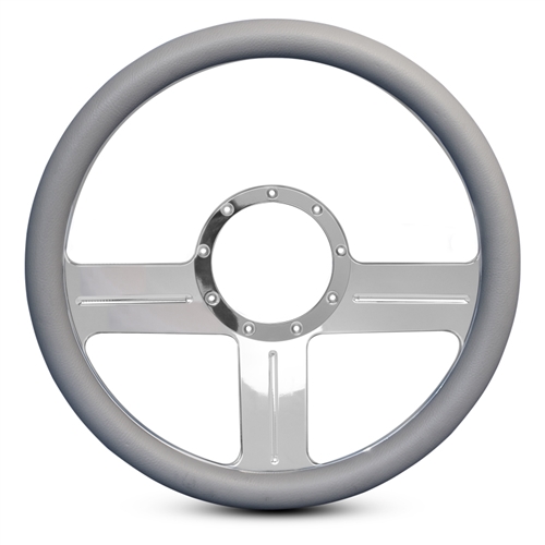 G3 Billet Steering Wheel 13-1/2" Polished Spokes/Grey Grip