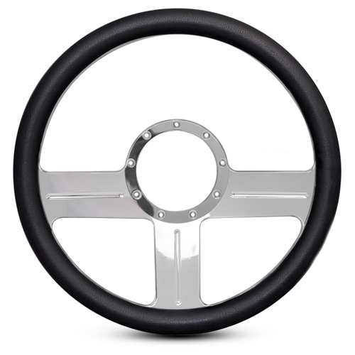 G3 Billet Steering Wheel 13-1/2" Polished Spokes/Black Grip