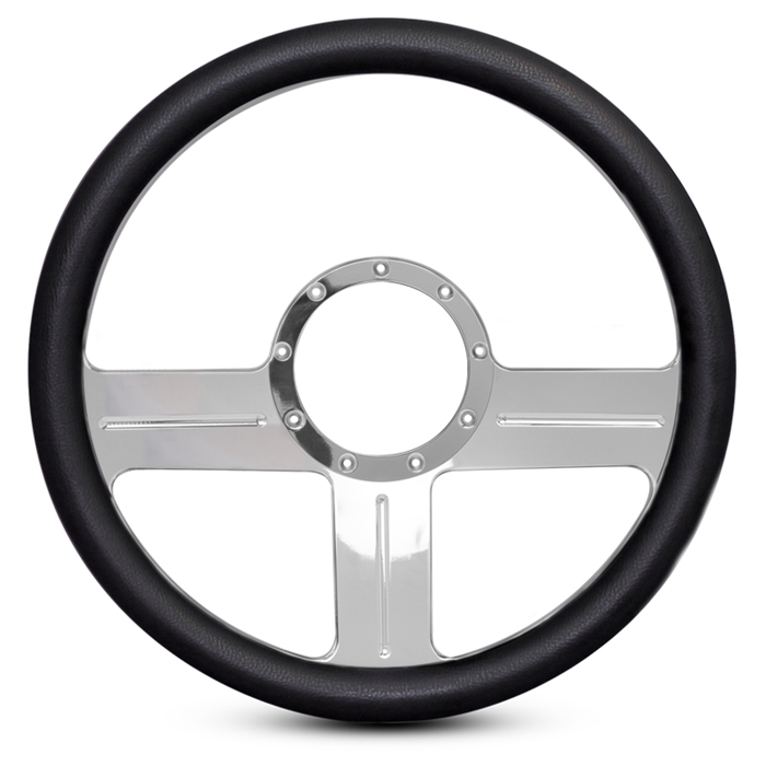 G3 Billet Steering Wheel 13-1/2" Polished Spokes/Black Grip