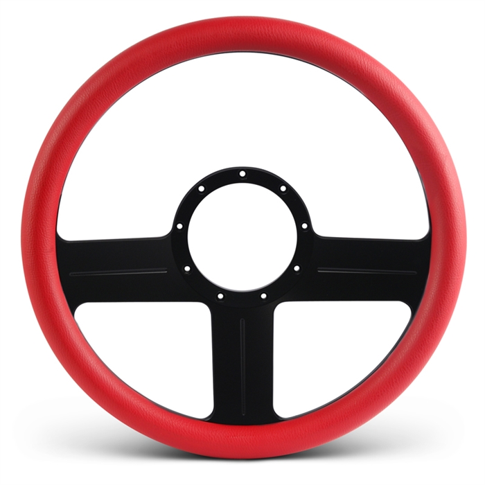 G3 Billet Steering Wheel 13-1/2" Gloss Black Spokes/Red Grip