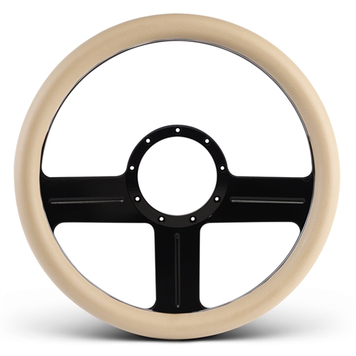 G3 Billet Steering Wheel 13-1/2" Gloss Black Spokes/Tan Grip