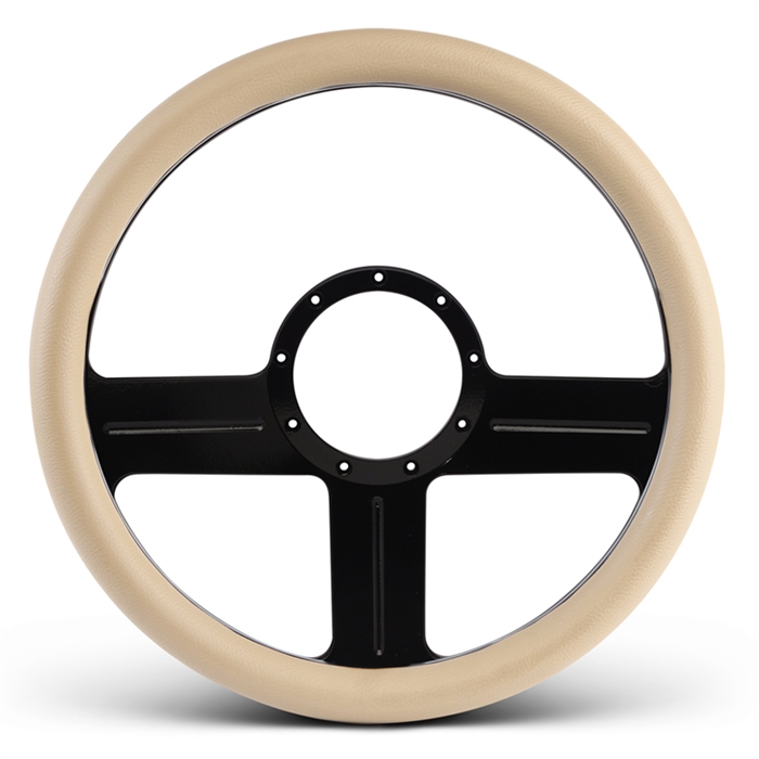 G3 Billet Steering Wheel 13-1/2" Gloss Black Spokes/Tan Grip