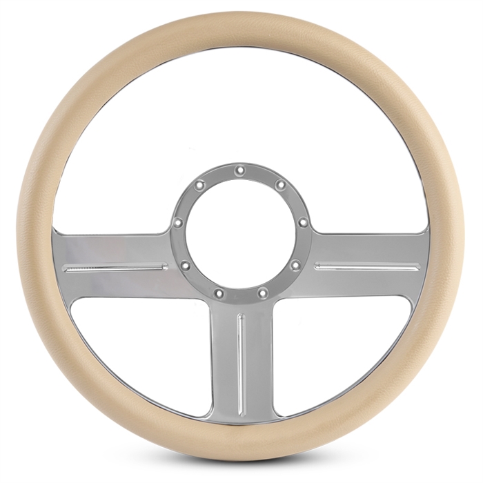 G3 Billet Steering Wheel 13-1/2" Clear Anodized Spokes/Tan Grip