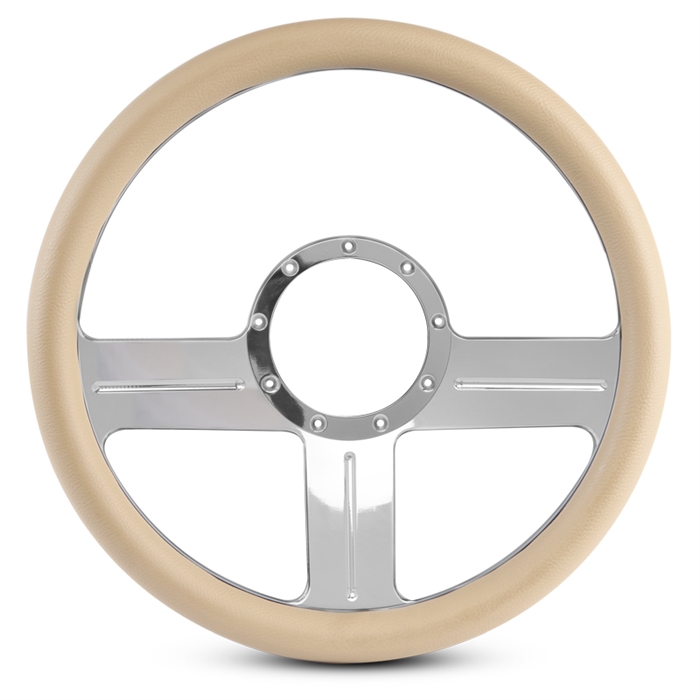 G3 Billet Steering Wheel 13-1/2" Clear Coat Spokes/Tan Grip