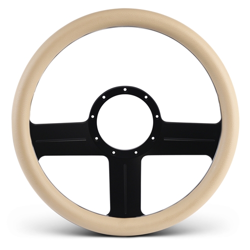 G3 Billet Steering Wheel 13-1/2" Matte Black Spokes/Tan Grip