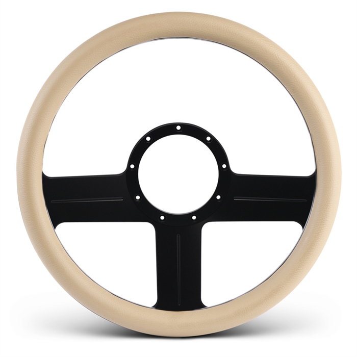 G3 Billet Steering Wheel 13-1/2" Matte Black Spokes/Tan Grip