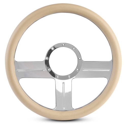 G3 Billet Steering Wheel 13-1/2" Polished Spokes/Tan Grip