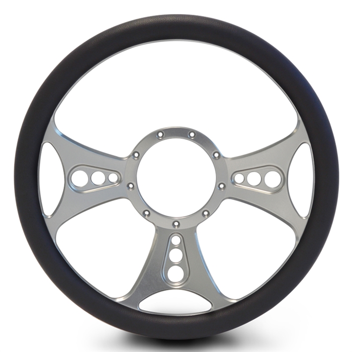 Reaper Billet Steering Wheel 13-1/2" Clear Anodized Spokes/Black Grip