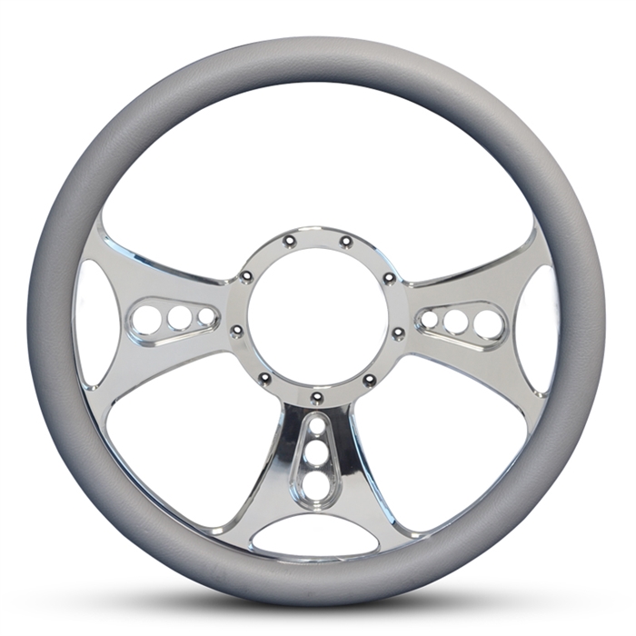 Reaper Billet Steering Wheel 13-1/2" Polished Spokes/Grey Grip