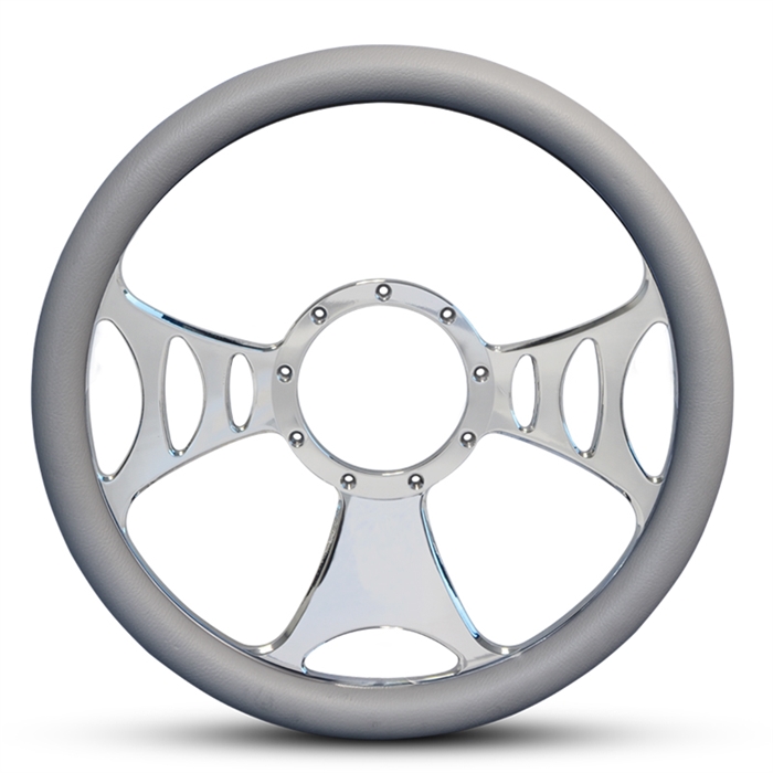 Raptor Billet Steering Wheel 13-1/2" Clear Coat Spokes/Grey Grip