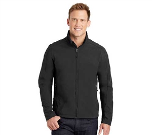 Mens Softshell Jacket this sleek tech-inspired soft shell boats resistance to wind and rain, with 100% polyester woven shell bonded to a water resistance film insert and 100% polyester microfleece lining.