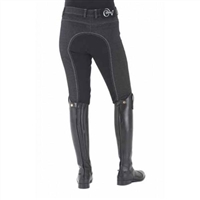 Ovation SoftFlex Black Denim Full Seat Breech blends tradition and comfort perfectly with a full seat and convenient pockets. Made of a mid-weight cotton/polyester/spandex blend these breeches are incredibly soft