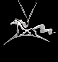 JJeni Wind Paint Horse Pendant Necklace For Sale!