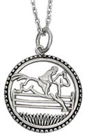 Jumping Horse Necklace Sterling silver necklace with jumping horse pendant. 16" chain with 2" extension and lobster claw closure.