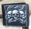 bifold triple skull wallet