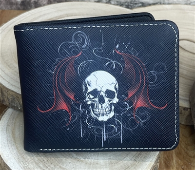 bifold winged skull wallet