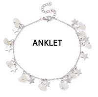 Stainless Steel Moonstone star detail Anklet