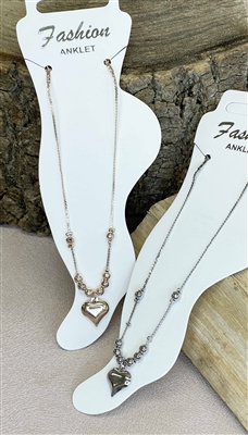 HEART ANKLET SILVER OR GOLD