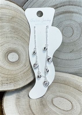 Silver Chain Anklet with heart detail and small jingle bells