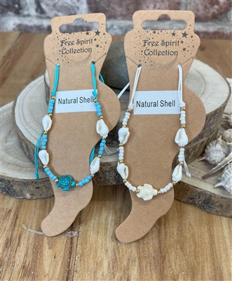 Shell anklet with turtle detail
