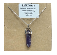 Amethyst Bullet Pendant Natural Stone Necklace
