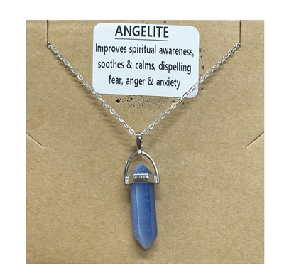 Angelite Bullet necklace on silver Chain wholesale from Fat Giraffe