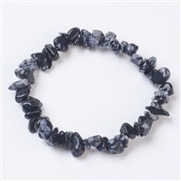 Snowflake obsidian crystal chip bracelet natural stone black