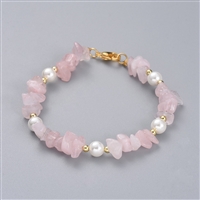 Rose Quartz crystal chip bracelet natural stone pink