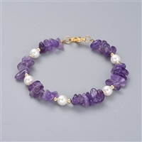 Amethyst crystal chip bracelet natural stone purple