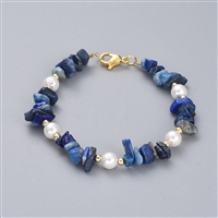 Lapis lazuli crystal chip bracelet natural stone blue