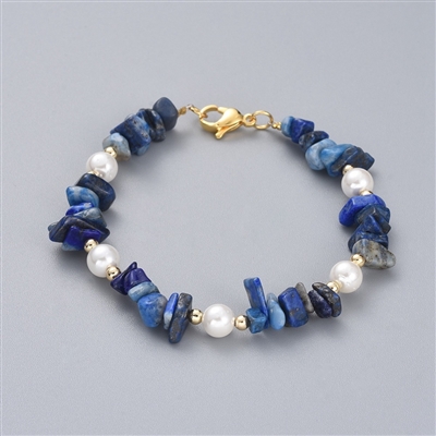 Lapis lazuli crystal chip bracelet natural stone blue