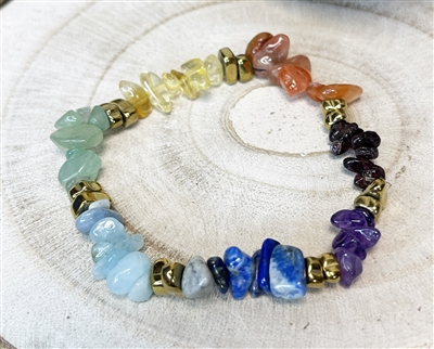 Chakra crystal chip bracelet natural stone