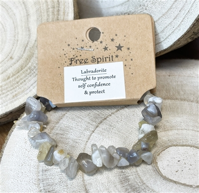 Labradorite crystal chip bracelet natural stone brown